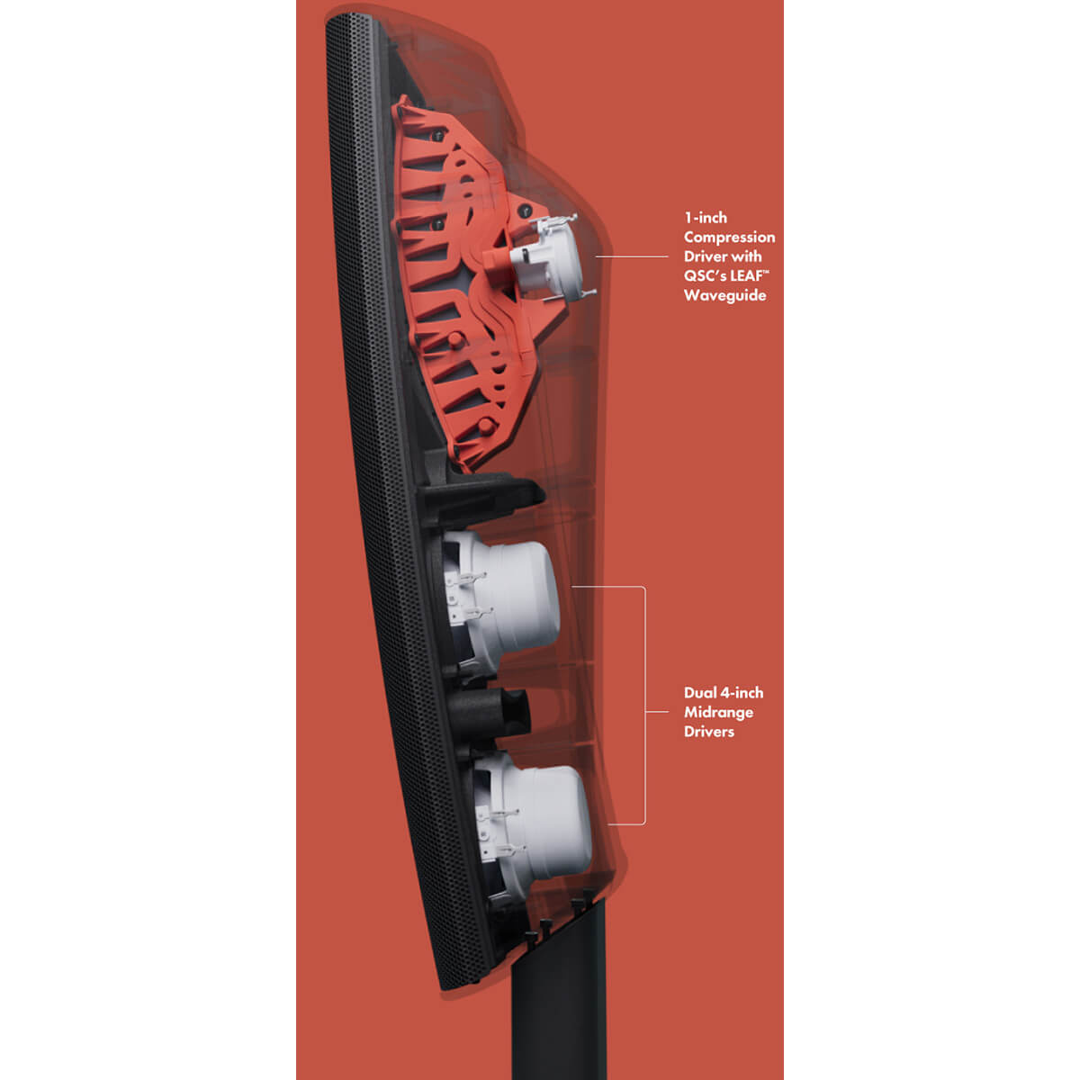 QSC KC12 3KW Active Column Loudspeaker System (Black)