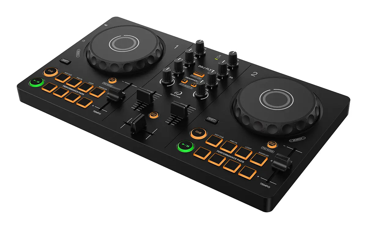 AlphaTheta DDJ-FLX2 Compact 2-Channel Beginner DJ Controller (Optional Shell Case)