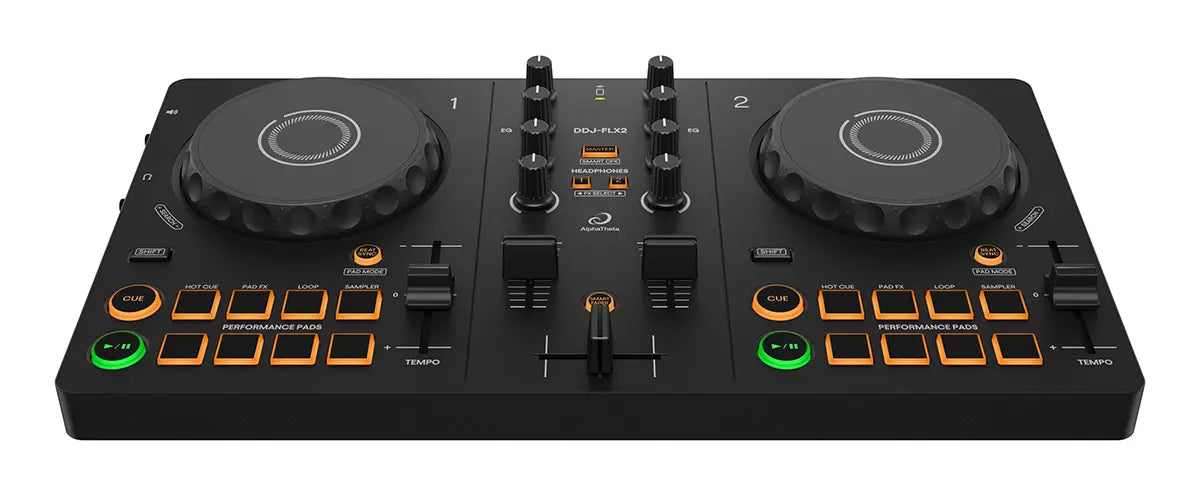 AlphaTheta DDJ-FLX2 Compact 2-Channel Beginner DJ Controller (Optional Shell Case)