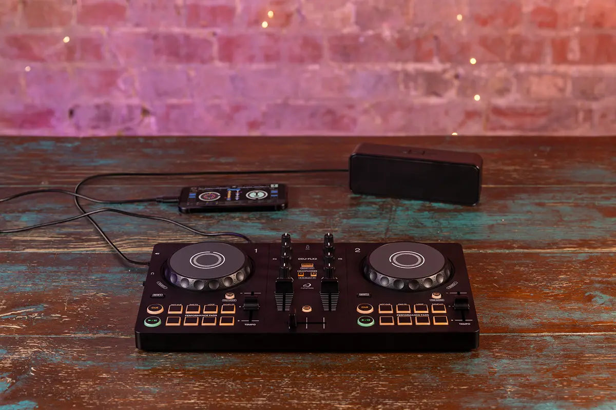 AlphaTheta DDJ-FLX2 Compact 2-Channel Beginner DJ Controller (Optional Shell Case)