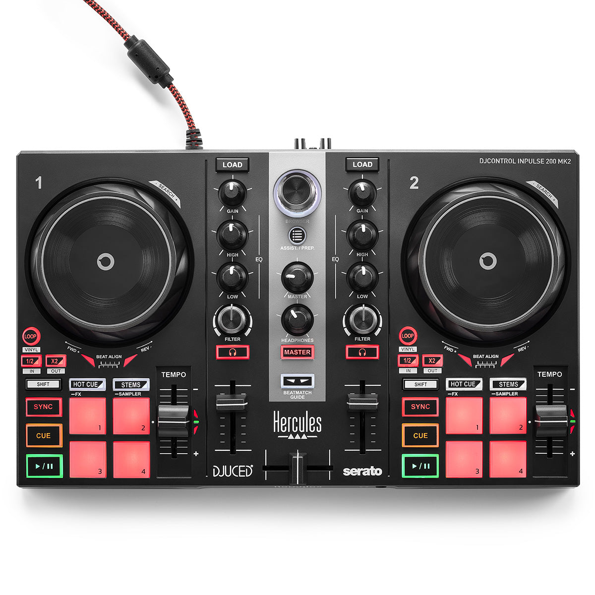 Hercules DJ Control INPULSE 200 MK2 | 2-Channel DJ Controller for Serato DJ Lite