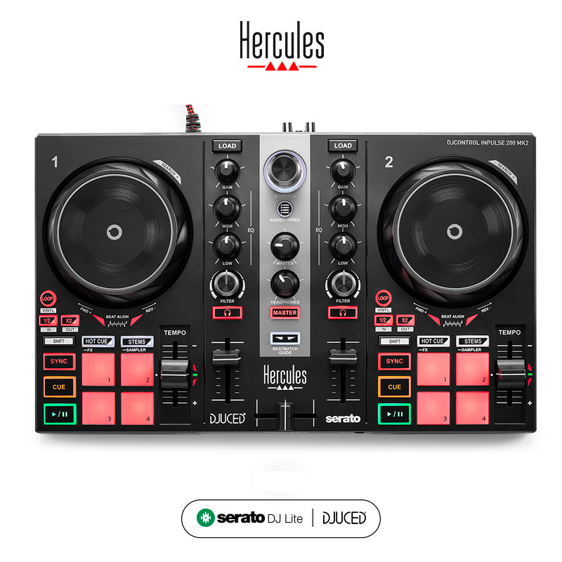 Hercules DJ Control INPULSE 200 MK2 | 2-Channel DJ Controller for Serato DJ Lite