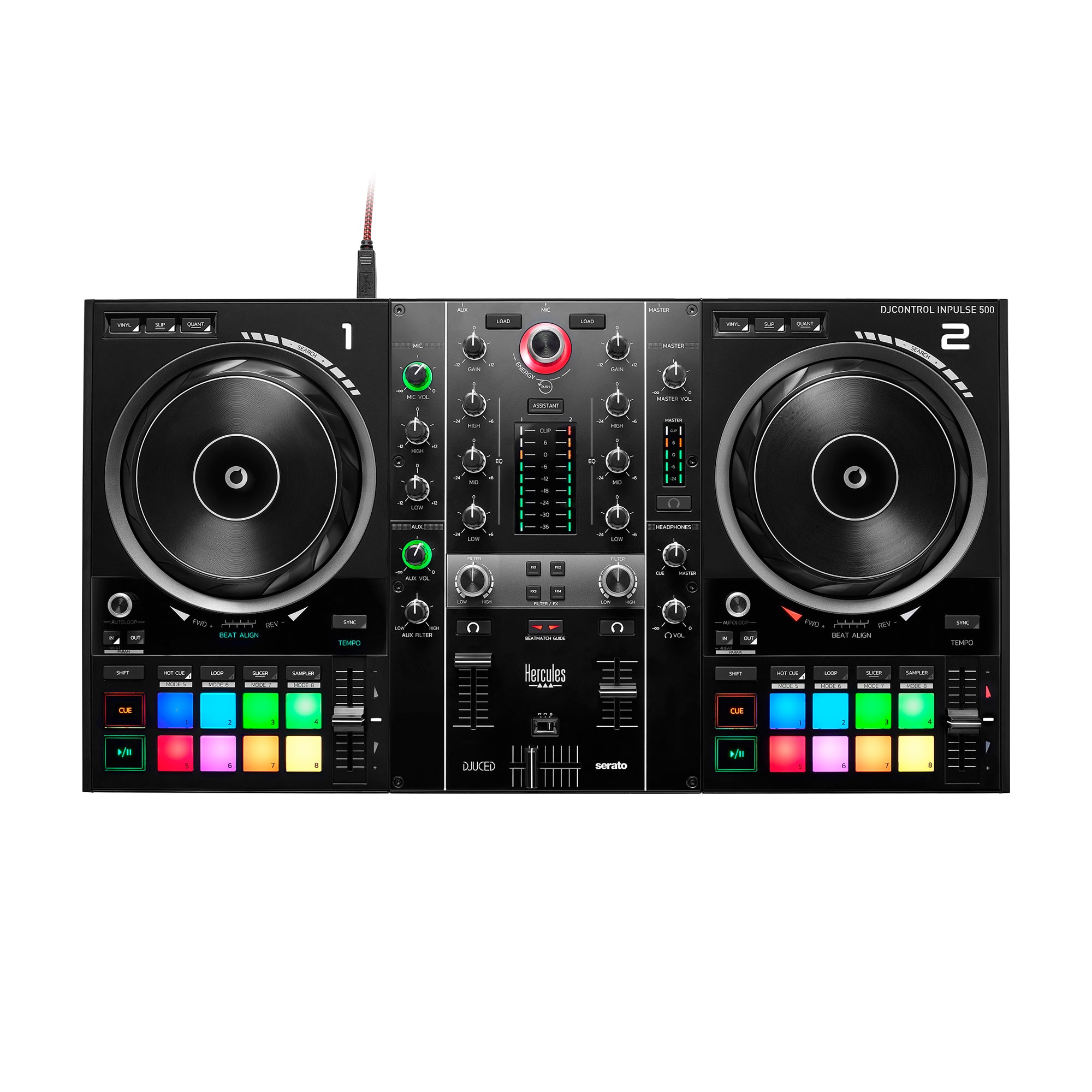 Hercules DJ Control INPULSE 500 | 2-Channel DJ Controller for Serato DJ Lite PRE-ORDER