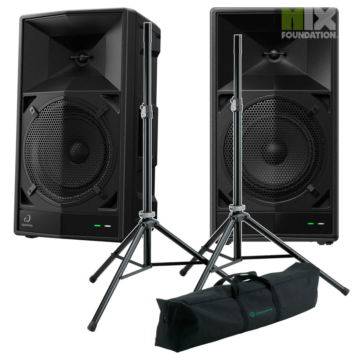 AlphaTheta WAVE EIGHT Portable Battery Powered PA Speakers & Stands Package