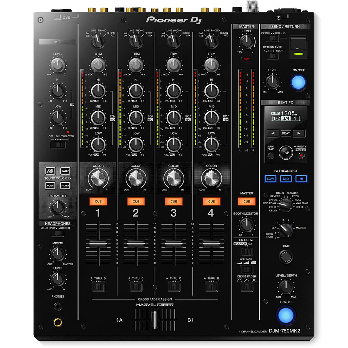 Pioneer DJM-750MK2 Professional 4-Channel DJ Mixer with Rekordbox DJ and Rekordbox DVS