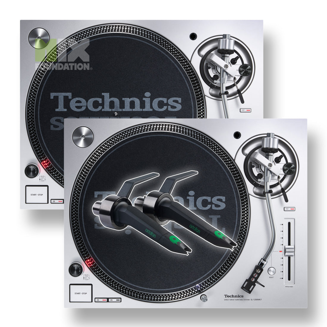 Technics SL-1200MK7 DJ Turntable (PAIR) with Ortofon MIX Cartridges