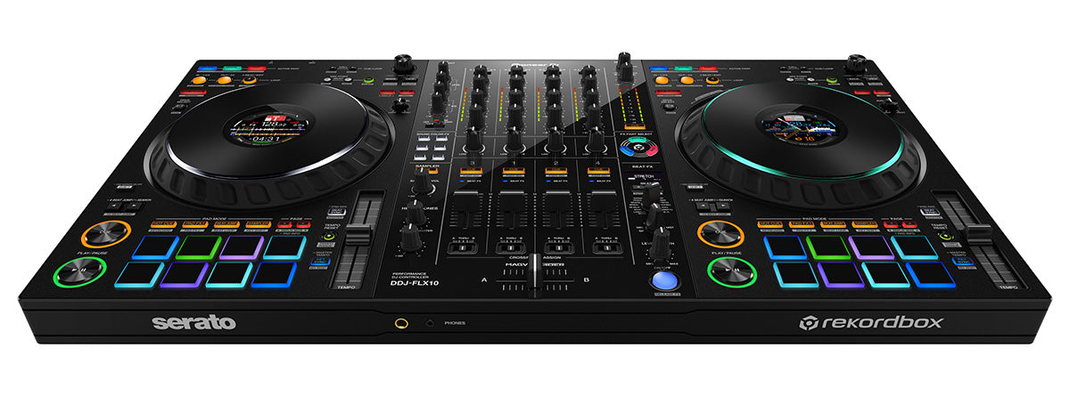 Pioneer DDJ-FLX10 4-Channel Performance DJ Controller for Rekordbox and Serato DJ Pro w/ FREE DM-50D-BT Monitors