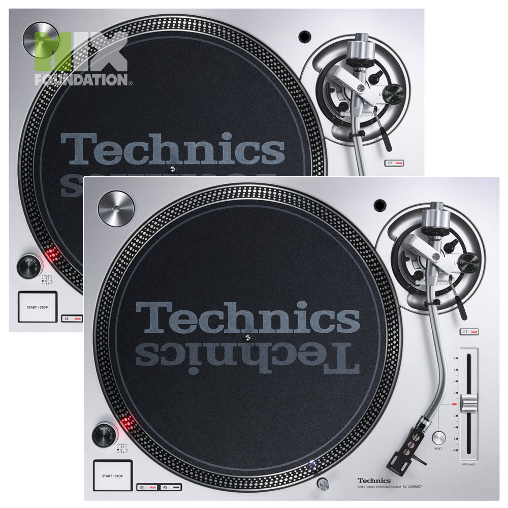 Technics SL-1200MK7 Direct Drive DJ Turntable Silver Edition (PAIR) Package