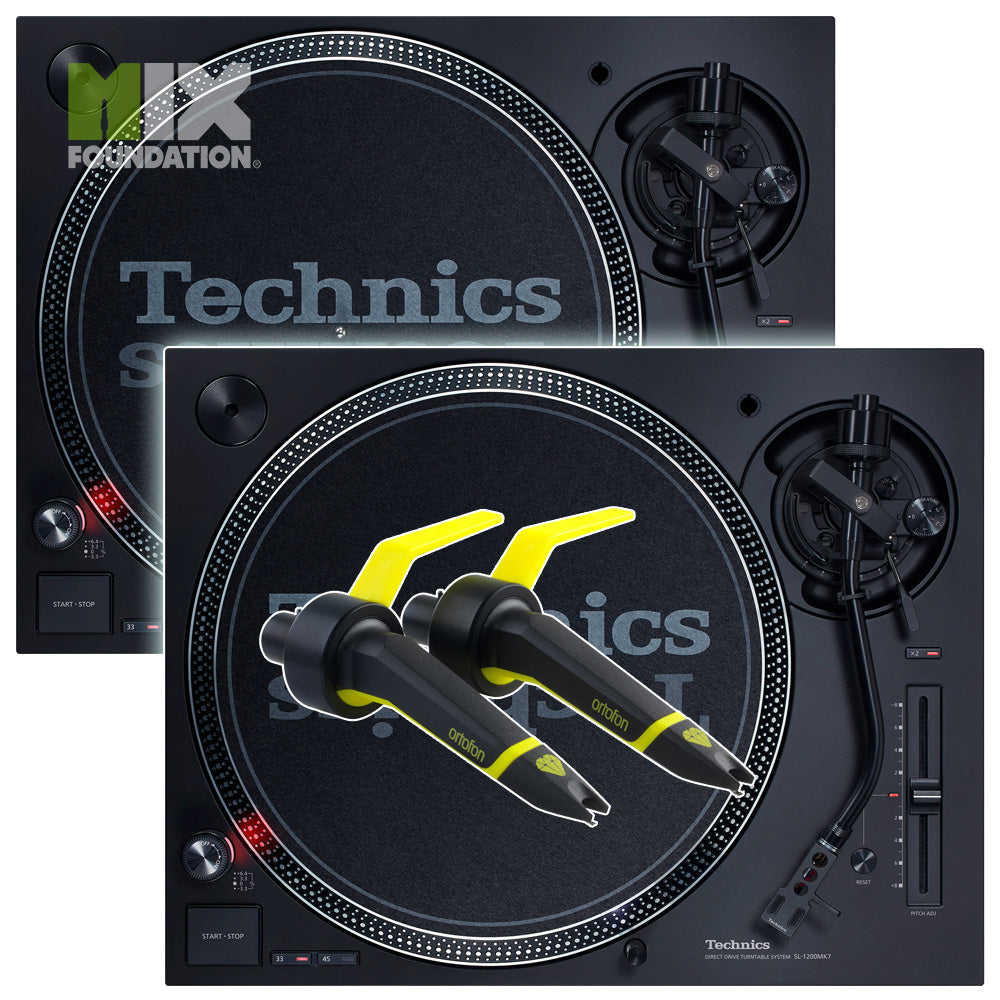 Technics SL-1210MK7 Direct Drive DJ Turntable (PAIR) with Ortofon Concorde Club Cartridges Package