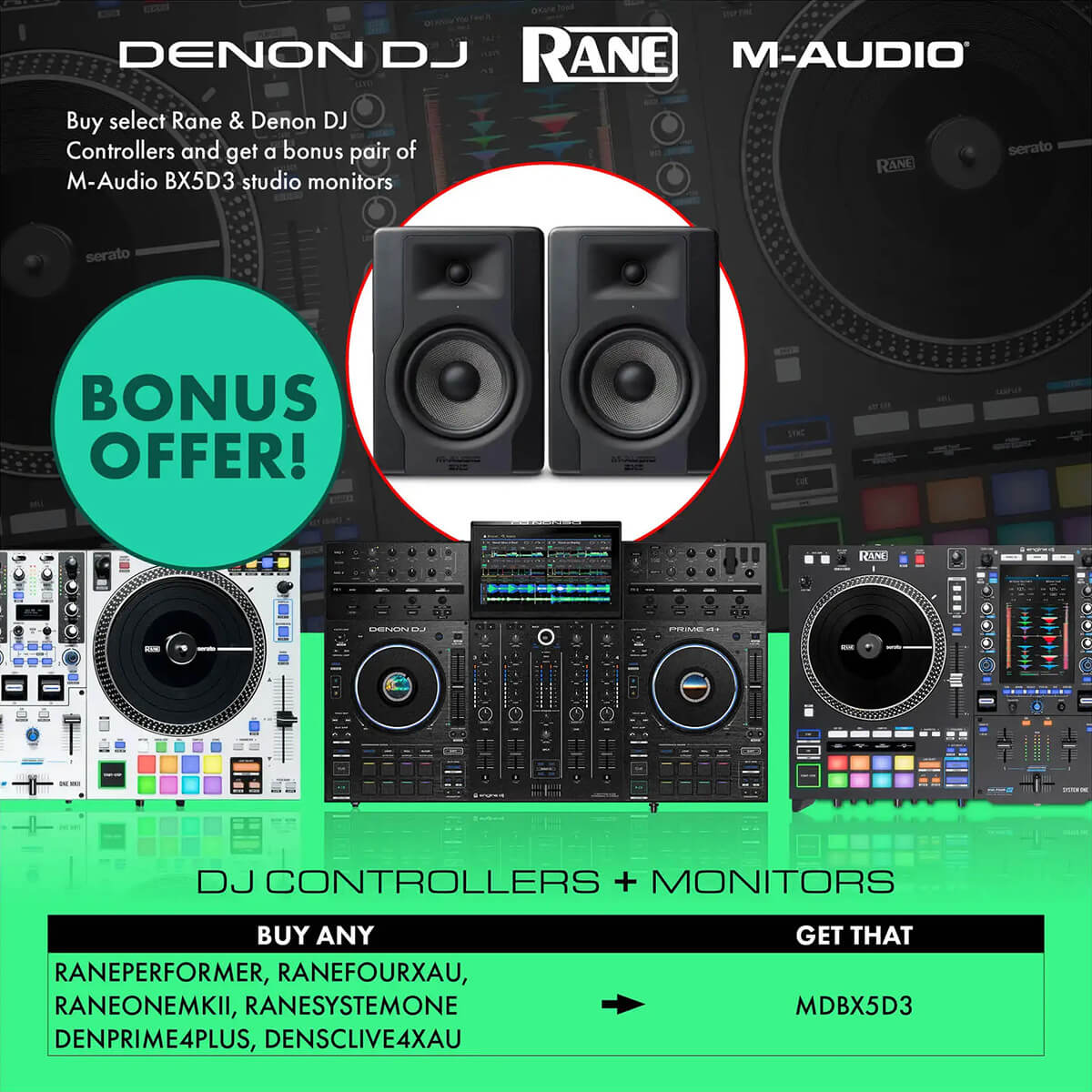 Rane SYSTEM ONE All-in-One Standalone Motorised DJ System w/Touchscreen + FREE M-Audio BX5D3 Monitors