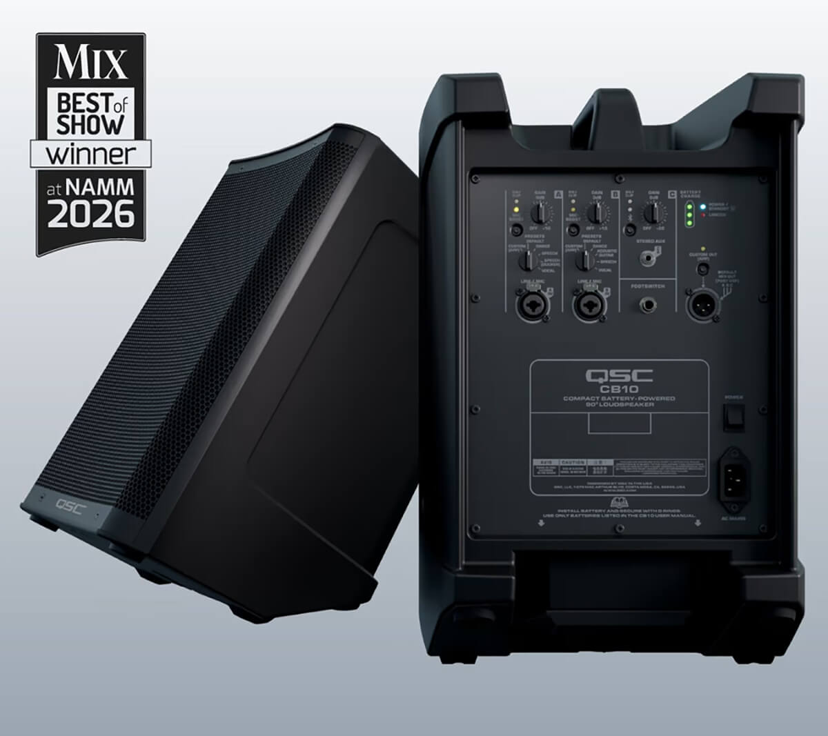 QSC CB10 Compact 10" Battery-Powered Loudspeaker System w/ Bluetooth + FREE Tote Bag