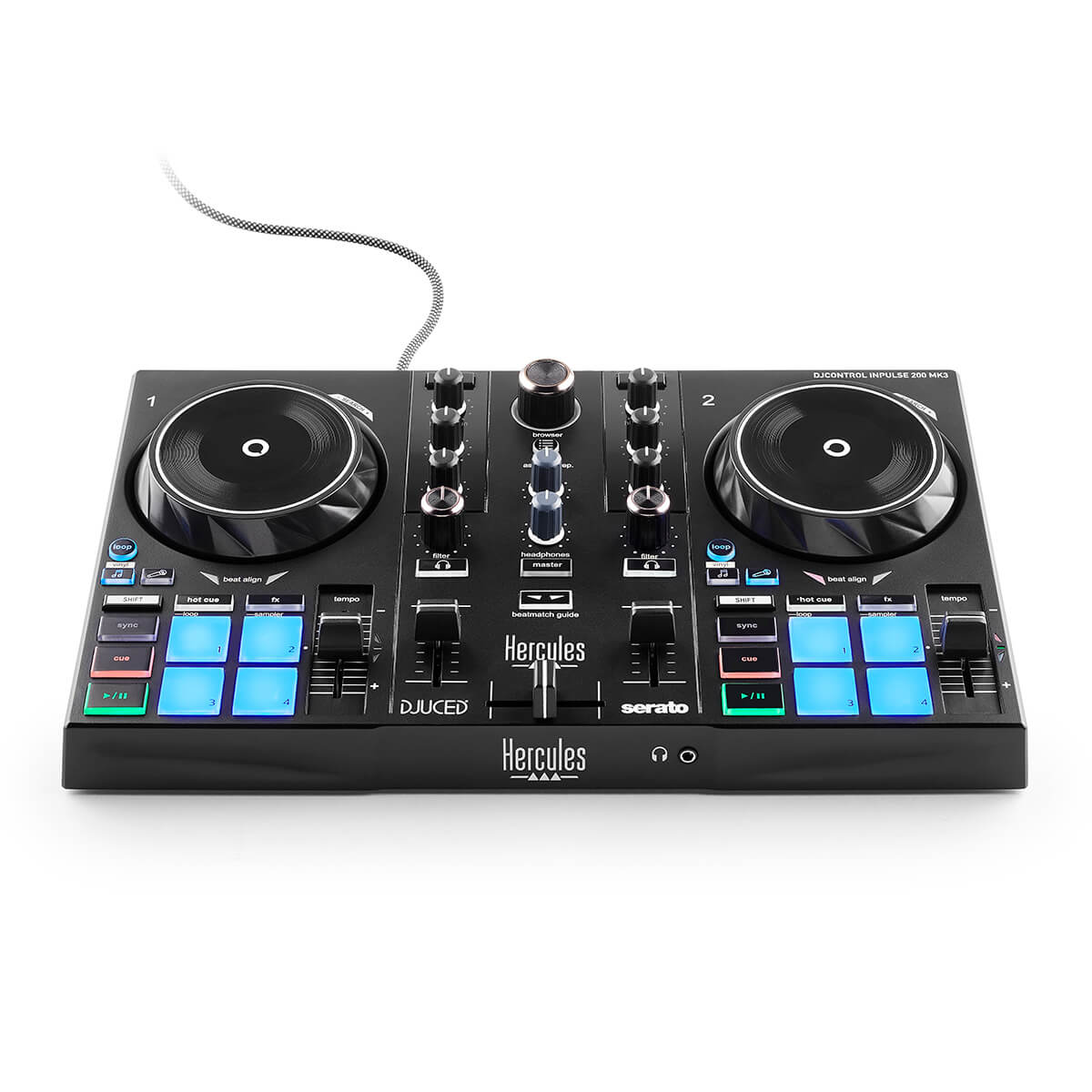 Hercules DJ Control INPULSE 200 MK3 | 2-Channel DJ Controller for Serato DJ Lite