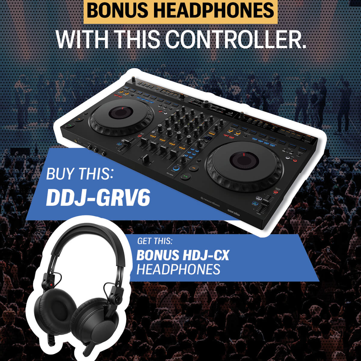 AlphaTheta DDJ-GRV6 4-Channel Performance DJ Controller for Rekordbox & Serato DJ Pro w/FREE HDJ-CX Headphones