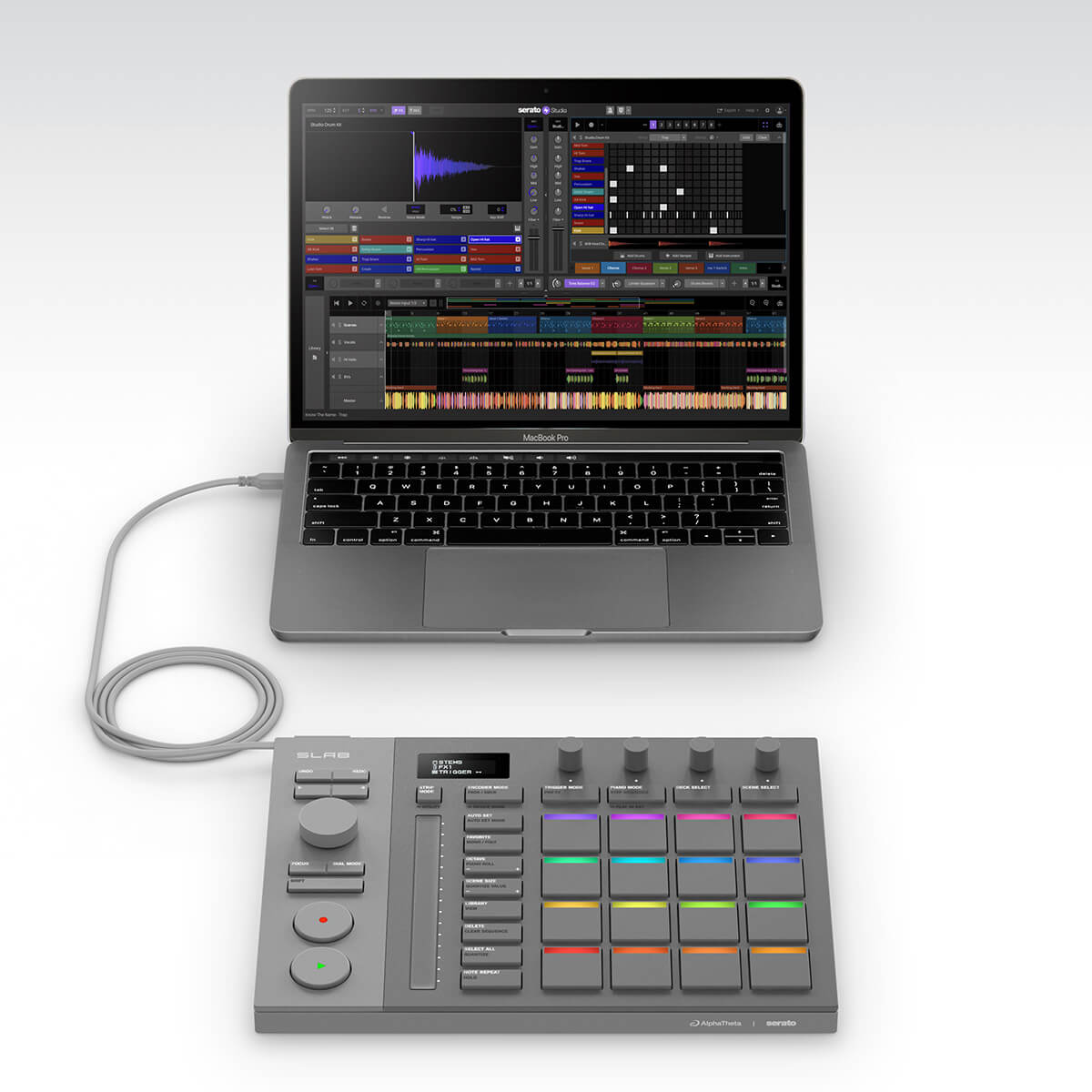 AlphaTheta SLAB Dedicated Hardware MIDI Pad Controller for Serato Studio