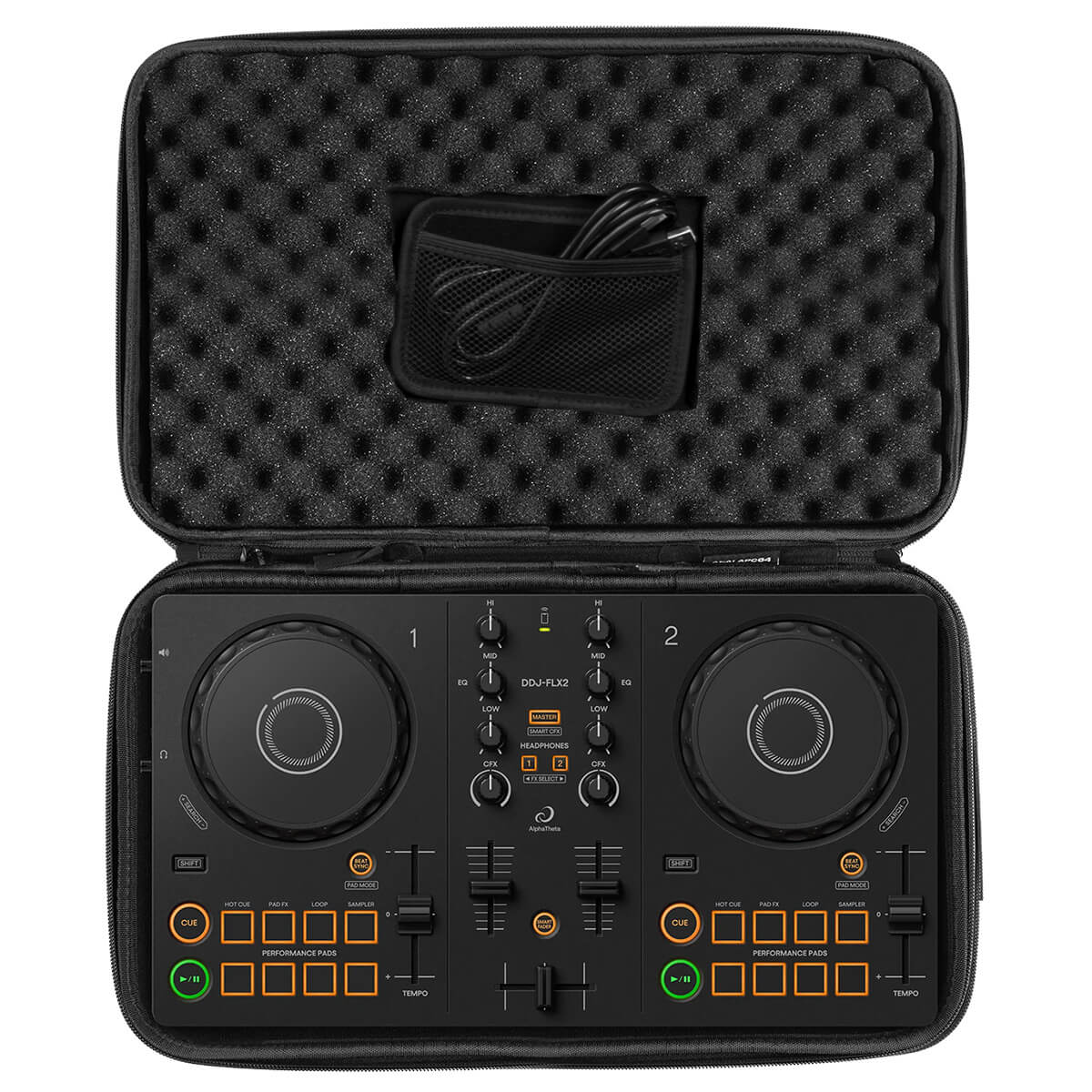 AlphaTheta DDJ-FLX2 Compact 2-Channel Beginner DJ Controller (Optional Shell Case)