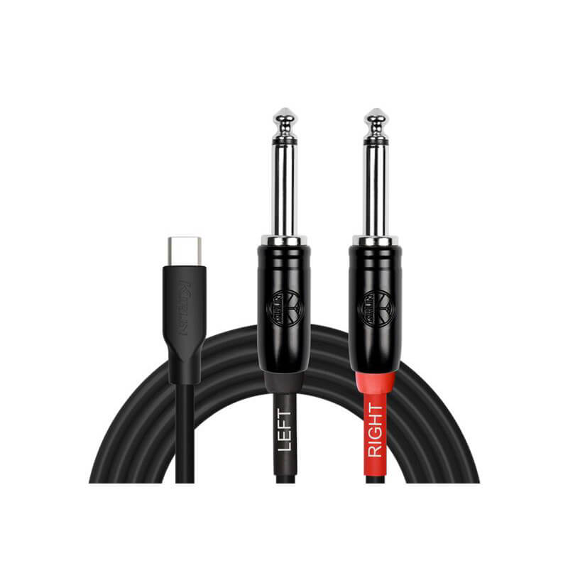 Kirlin UYC-392B-BK Audio Interface Patch Cable USB-C to 2 x 1/4" Jack