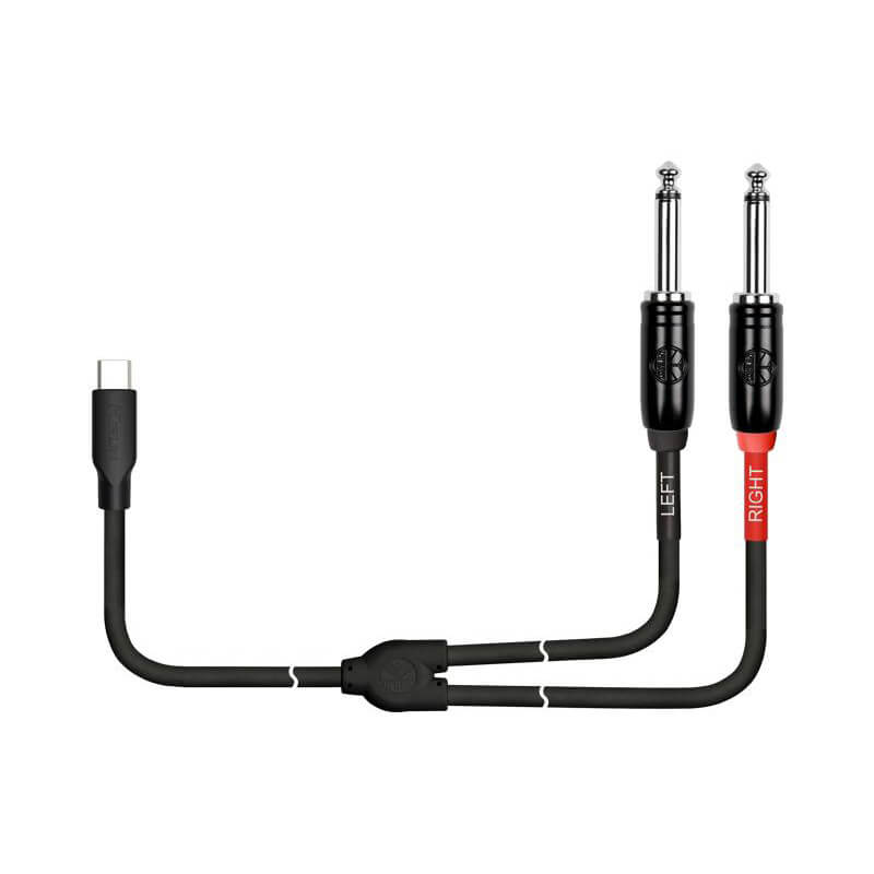 Kirlin UYC-392B-BK Audio Interface Patch Cable USB-C to 2 x 1/4" Jack