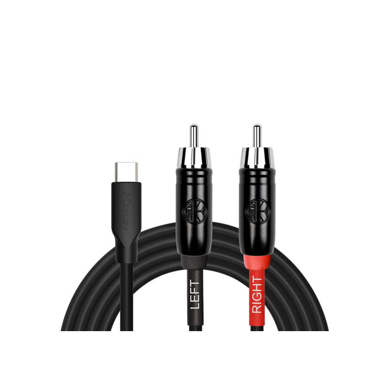 Kirlin UYC-394B-BK Audio Interface Patch Cable USB-C to 2 x RCA