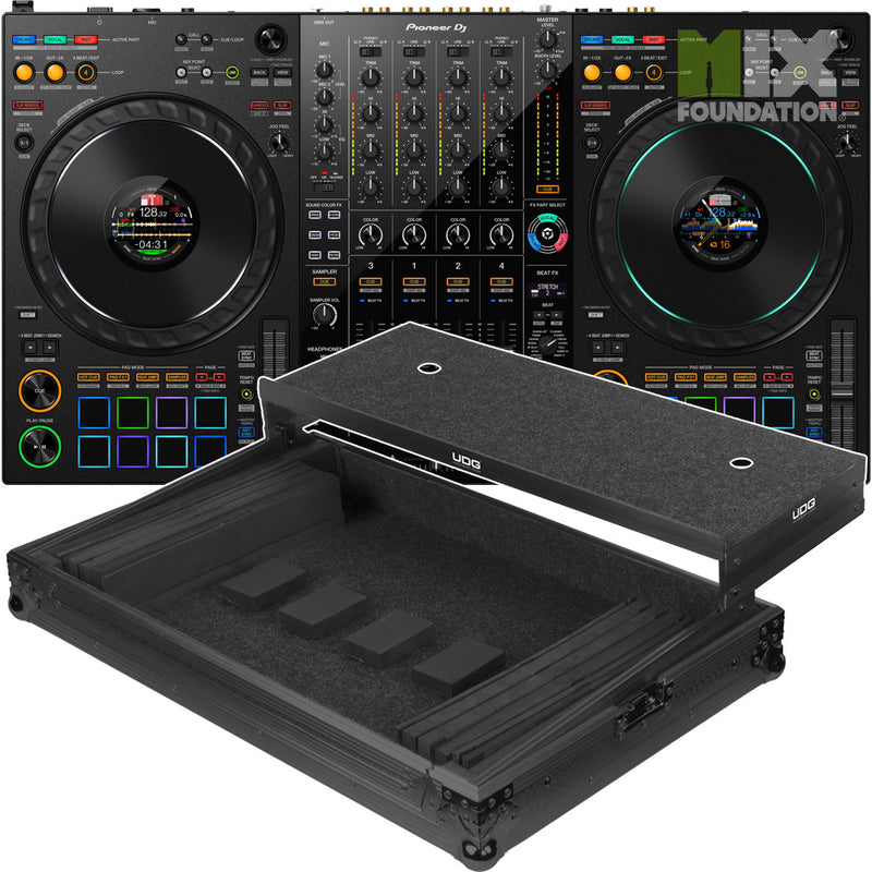 Pioneer DDJ-FLX10 4-Channel Performance DJ Controller for Rekordbox and Serato DJ Pro with UDG Ultimate Flight Case