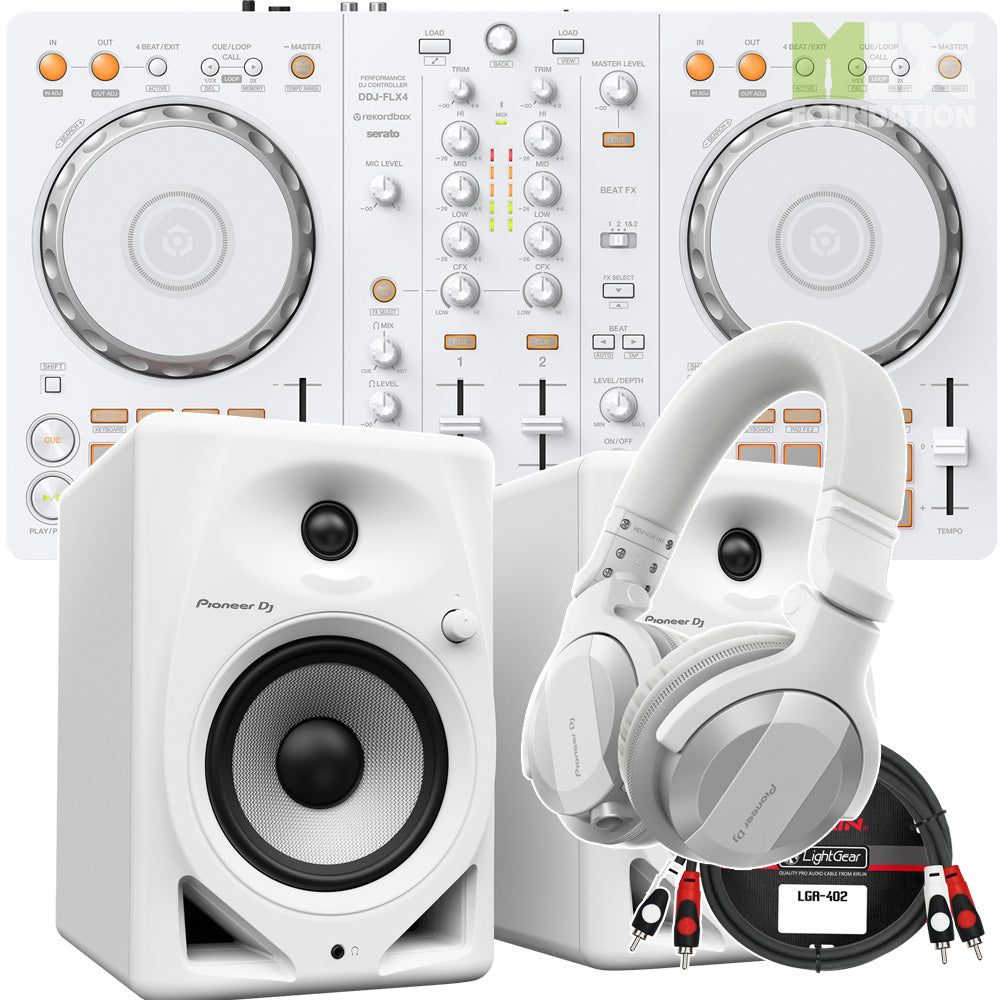 Pioneer DDJ-FLX4-W White Edition 2-Channel DJ Controller for Rekordbox and Serato | Beginner Pack 2