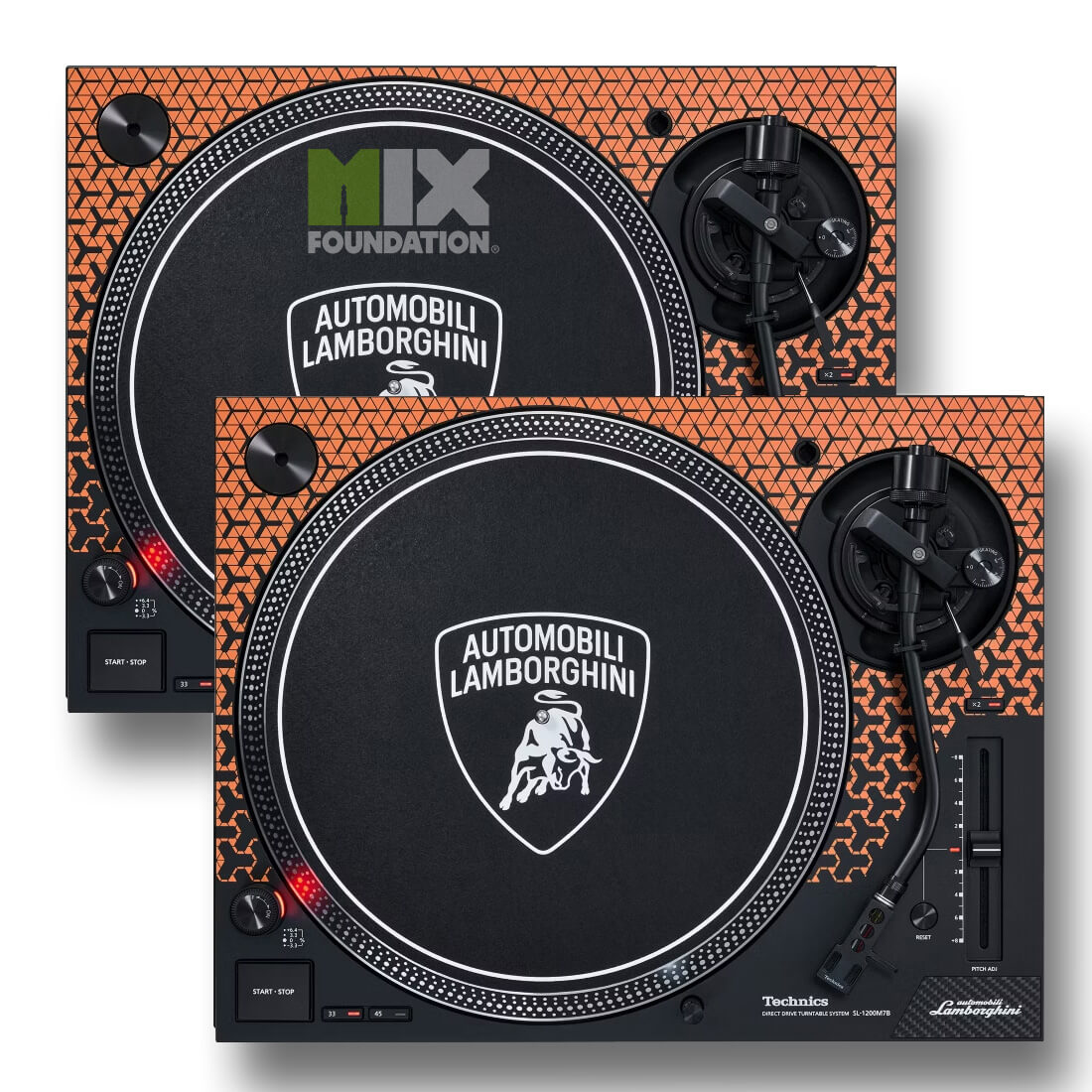 Technics SL-1200M7B - Automobili Lamborghini Edition - Direct-Drive Turntable - Orange (PAIR)