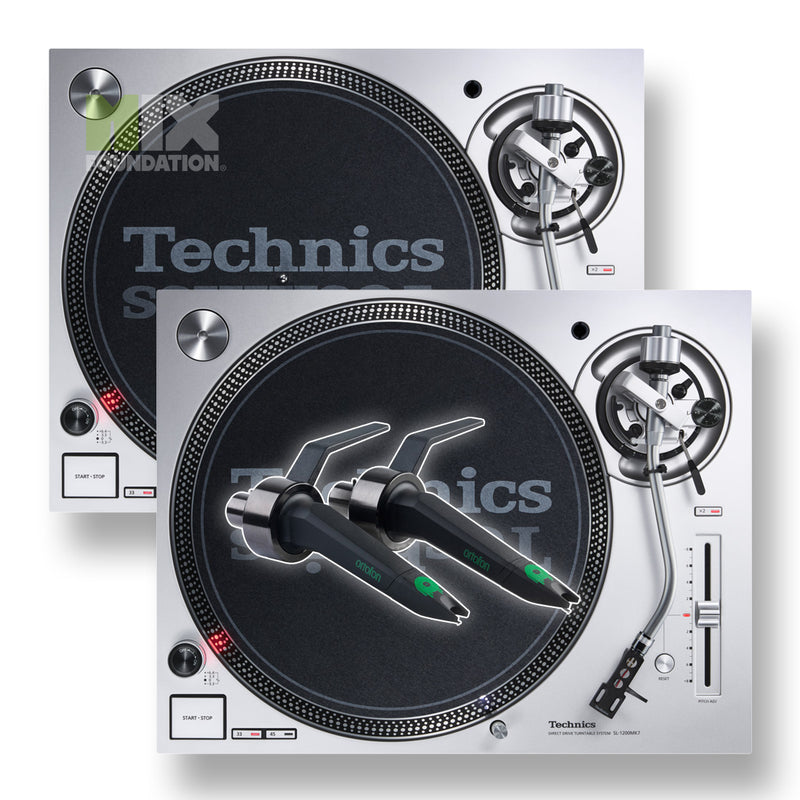 Technics SL-1200MK7 Direct Drive DJ Turntable (PAIR) w/Ortofon Concorde Mix Cartridges Package