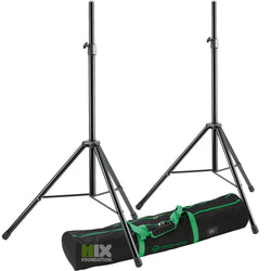K&M 21436 SPEAKER STANDS (PAIR) Black Aluminium with Carrying Bag | Made in Germany w/ 5 Year Warranty