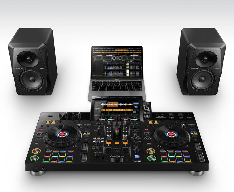 Pioneer XDJ-RX3 All-In-One DJ System for Rekordbox & Serato DJ X VM-70/VM-80 Monitors Package w/ FREE DJ Headphones