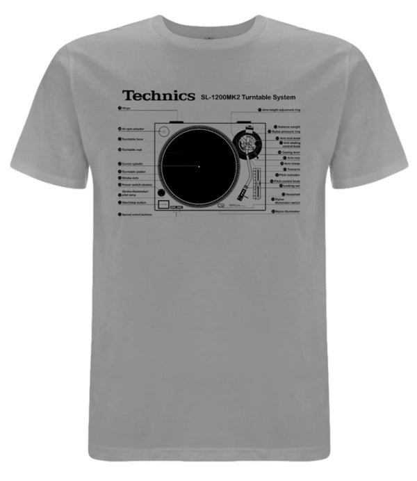 Technics SL-1200MK2 Men's Tee-Shirt (Grey with Black Print)