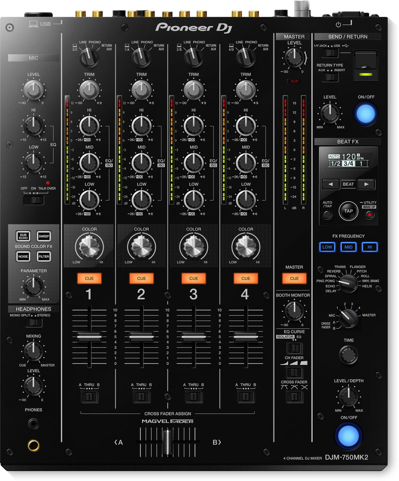 Pioneer DJM-750MK2 Professional 4-Channel DJ Mixer with Rekordbox DJ and Rekordbox DVS