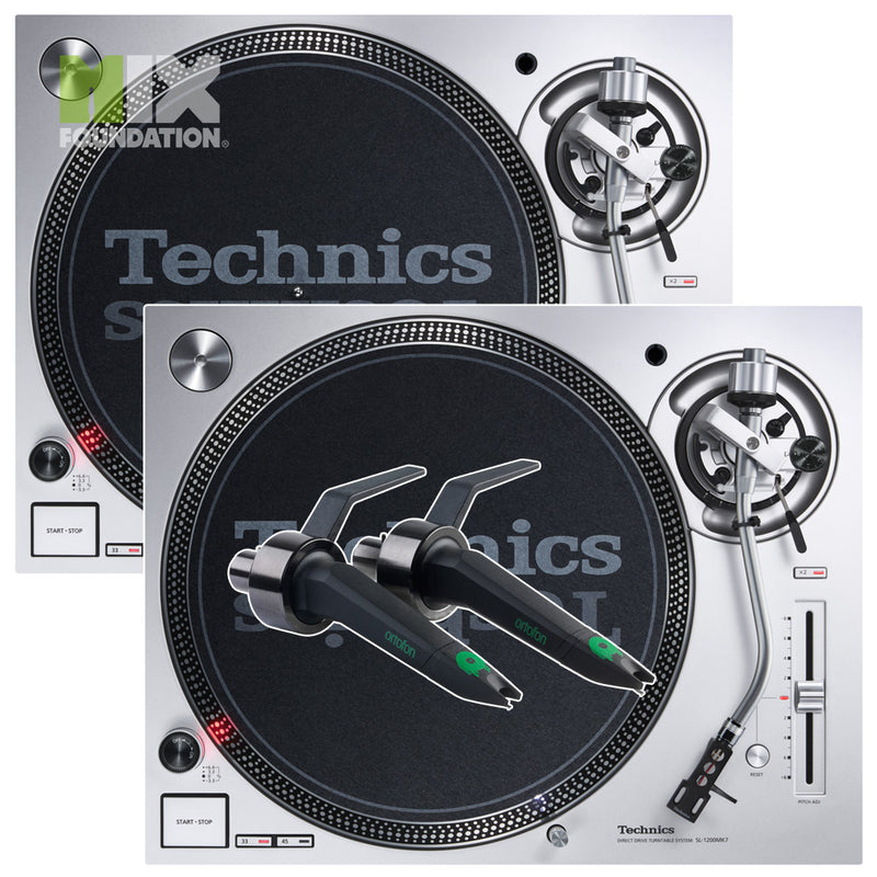 Technics SL-1200MK7 Direct Drive DJ Turntable (PAIR) w/Ortofon Concorde Mix Cartridges Package