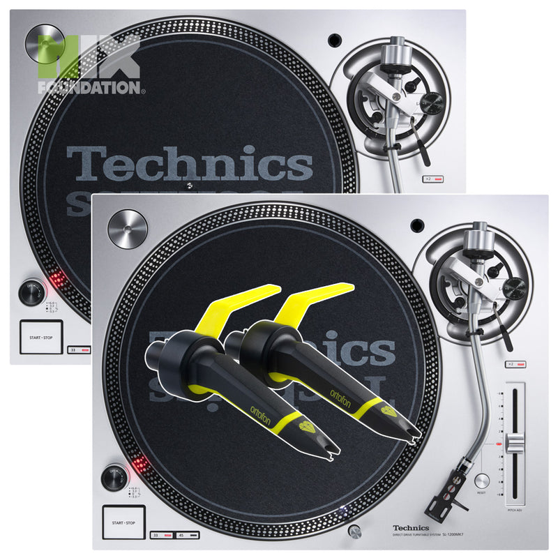 Technics SL-1200MK7 Direct Drive DJ Turntable (PAIR) with Ortofon Concorde Club Cartridges Package